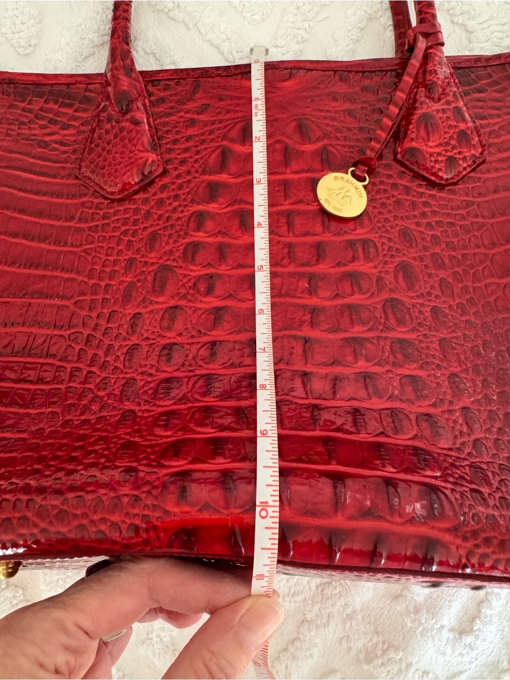 Brahmin Ruby Red Croc-Embossed Leather Tote - Picture 10 of 10